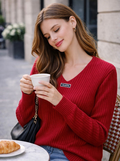 A236 -Sweater Cuello V Acanalado