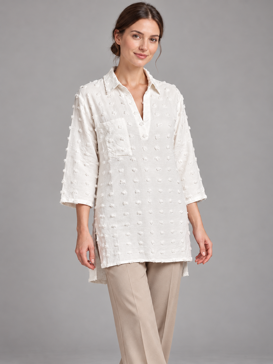 A476- Blusa Larga con Relieve