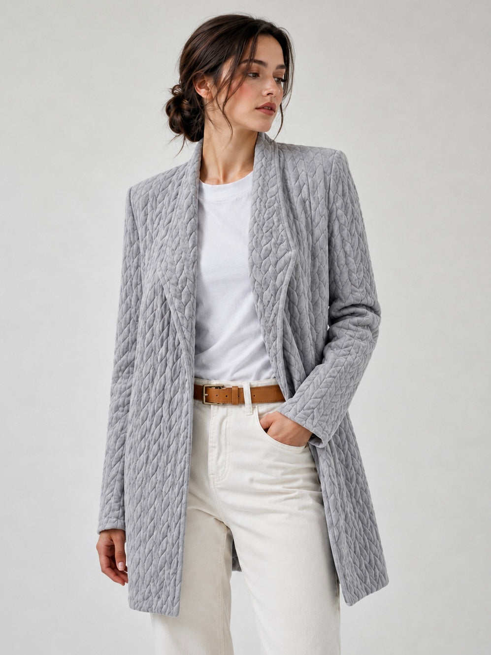 A178 - Chaqueta con Solapa Texturizado