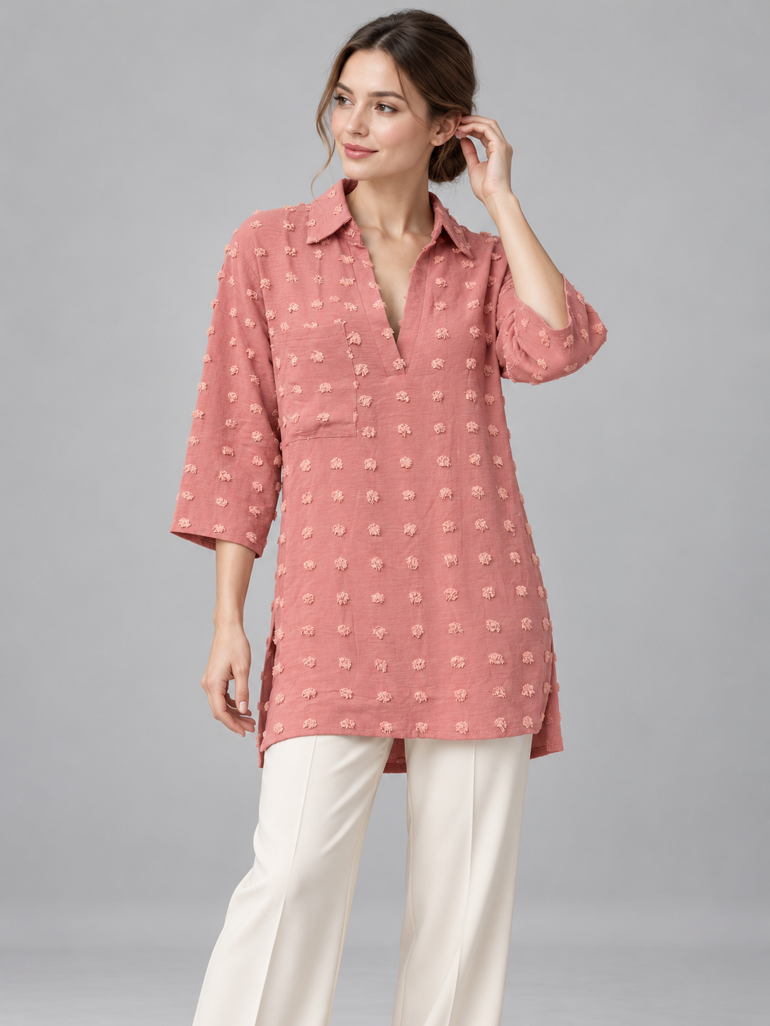 A476- Blusa Larga con Relieve