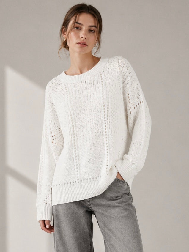 A247 - Sweater de Hilo con Cuello Redondo