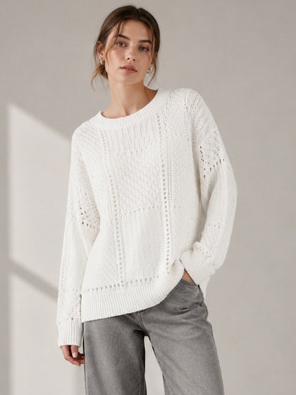 A247 - Sweater de Hilo con Cuello Redondo