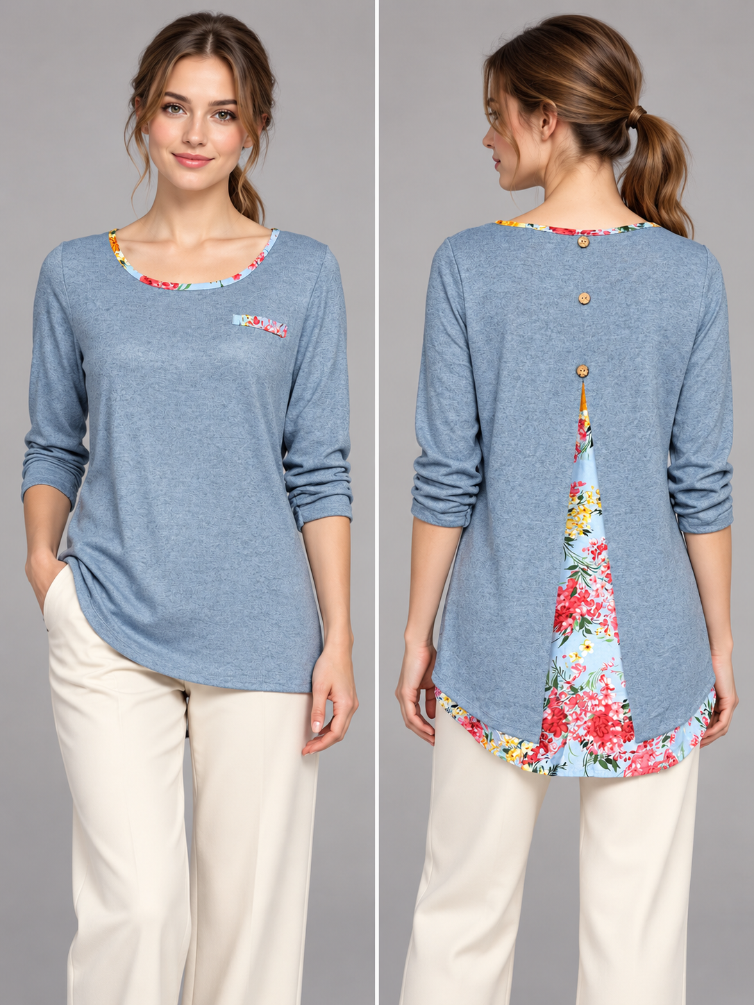 2326- Polera con Espalda Floral