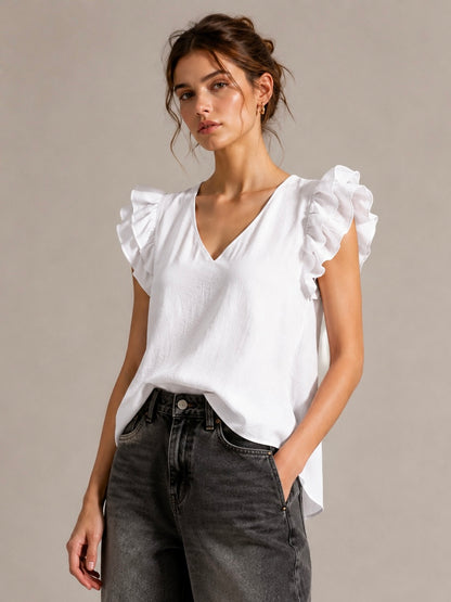 A206 - Polera Cuello V con Vuero