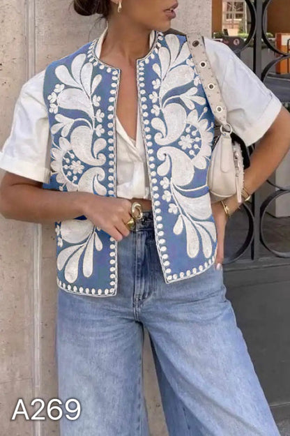 A269 - Gilet de Mezclilla con Bordado
