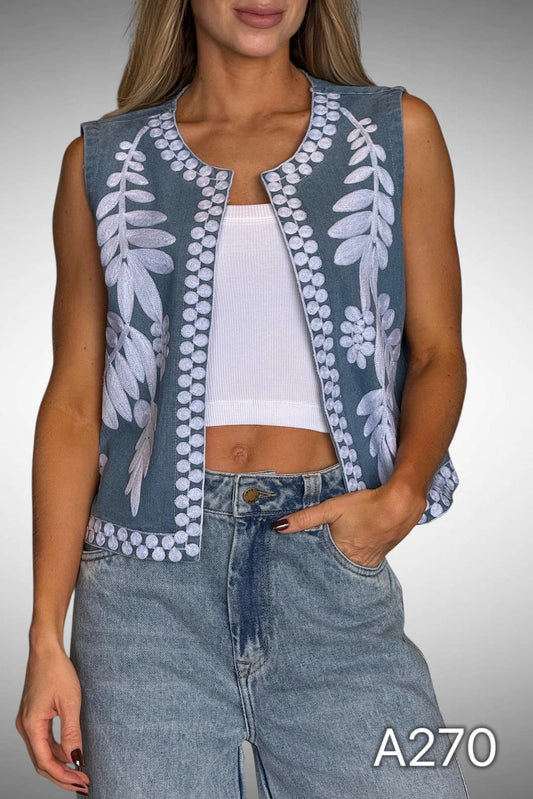 A270 - Gilet de Mezclilla con Bordado