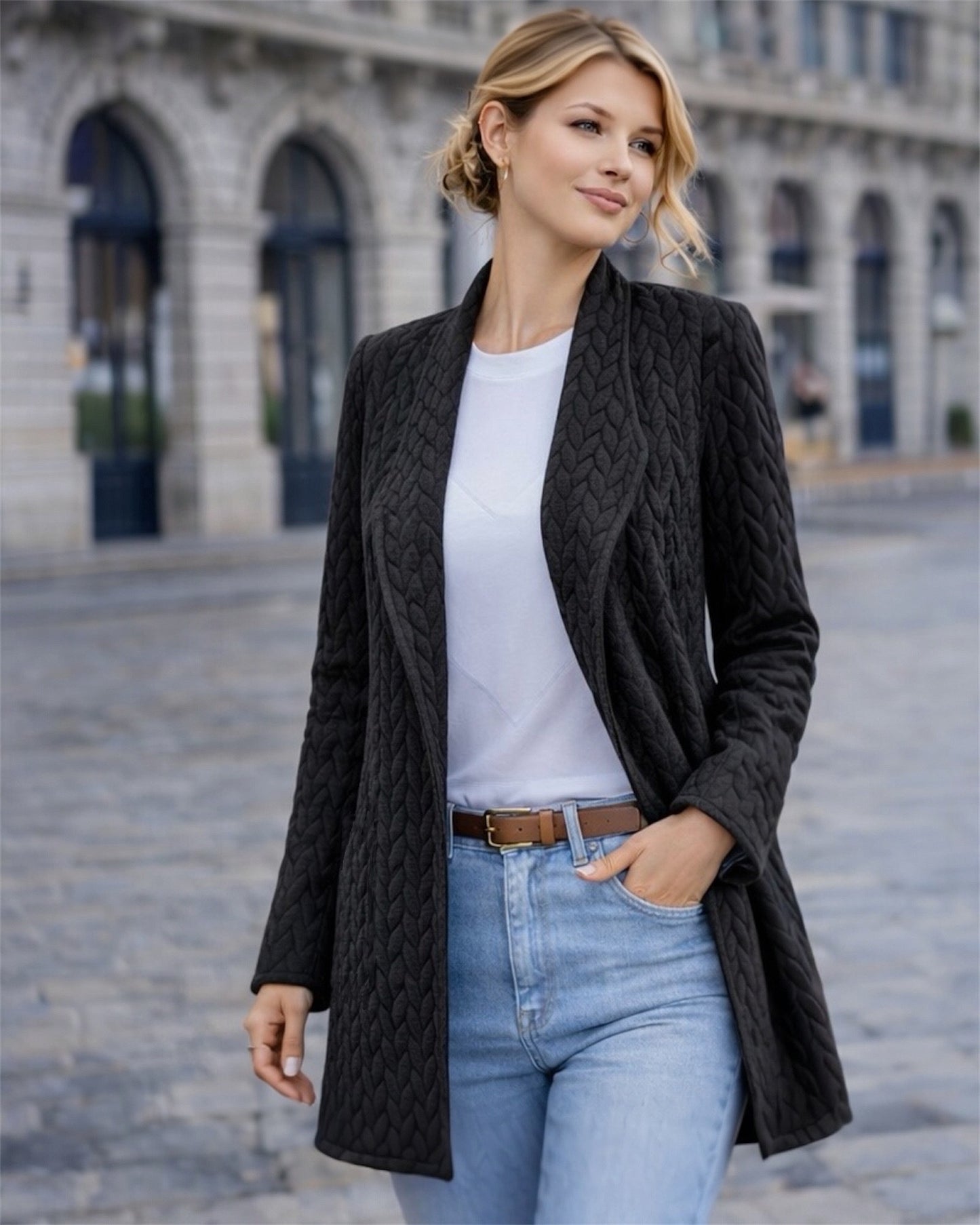A178 - Chaqueta con Solapa Texturizado