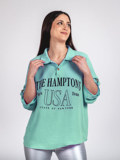 A212 - Blusa  Estampada Manga Ajustable