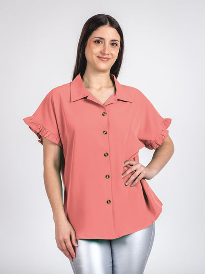 A208 - Blusa Manga Corta con Vuelo