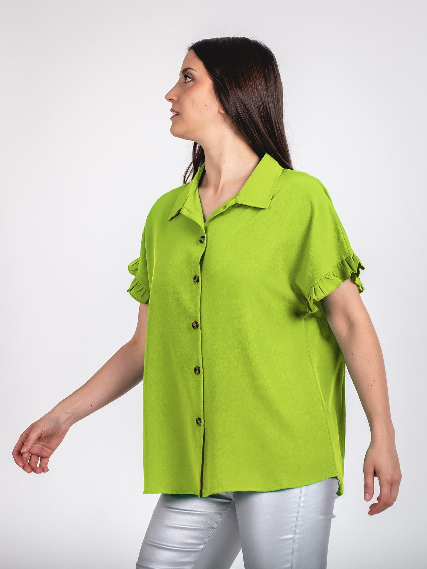 A208 - Blusa Manga Corta con Vuelo