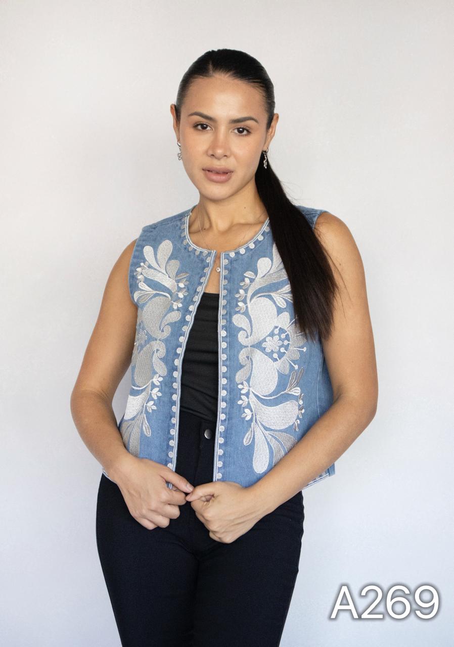 A269 - Gilet de Mezclilla con Bordado