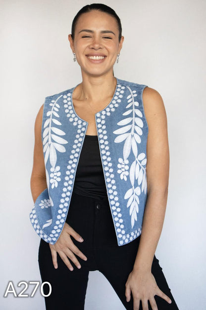 A270 - Gilet de Mezclilla con Bordado