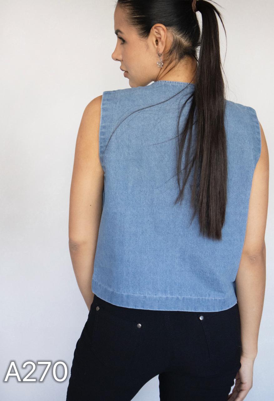 A270 - Gilet de Mezclilla con Bordado