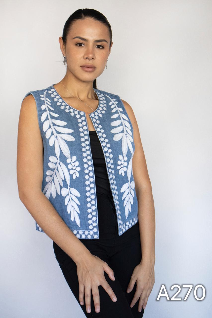 A270 - Gilet de Mezclilla con Bordado
