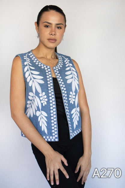 A270 - Gilet de Mezclilla con Bordado