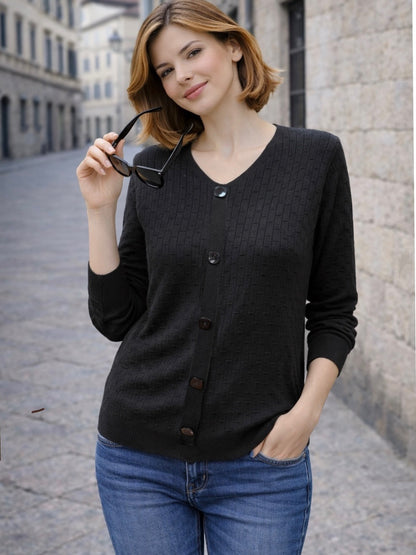A284 - Spandex Cuello V, Botones Texturizado