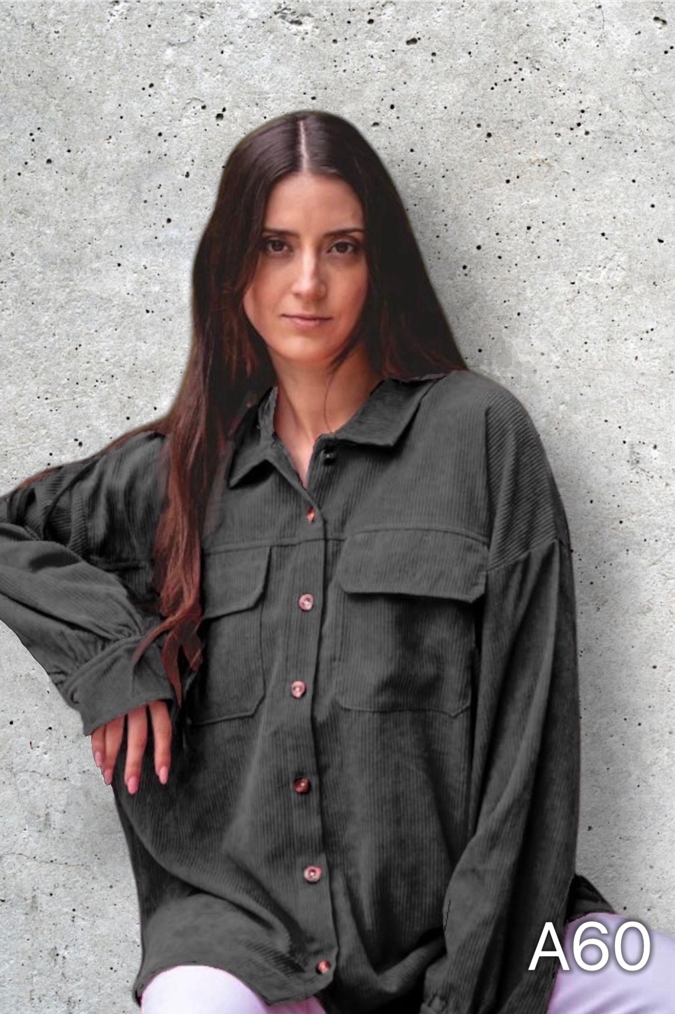 A60 - Camisa Cotelé Manga Larga Mujer