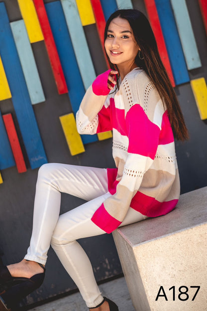 A187 - Sweater Calado Tri Color