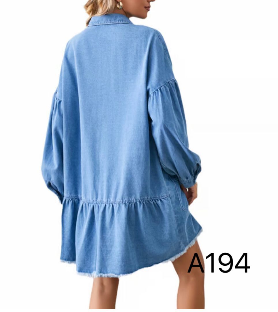 A194 - Vestido de Mezclilla con Manga Larga