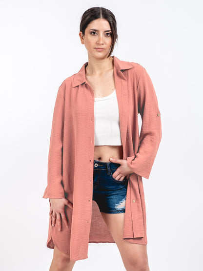 A205 - Vestido Liso con Boton y Bolsillo
