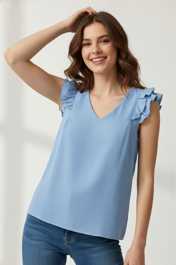 A206 - Polera Cuello V con Vuero