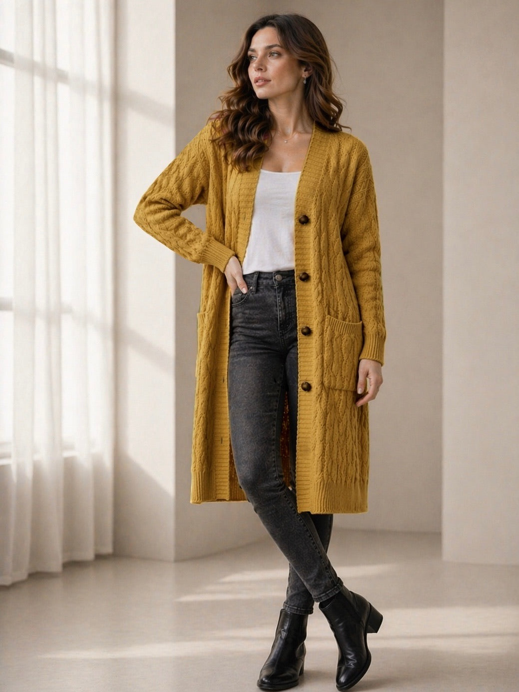 A204 - Chaleco Largo Tejido de Lana