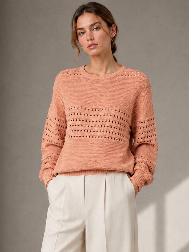 A213 - Sweater Calado Cuello Redondo