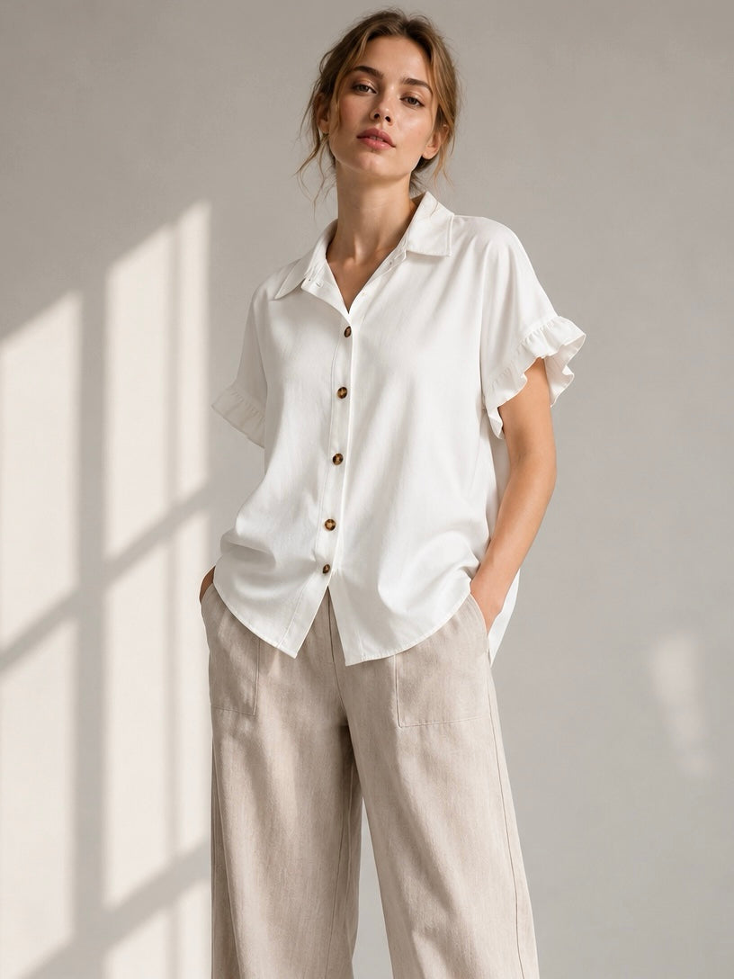 A208 - Blusa Manga Corta con Vuelo