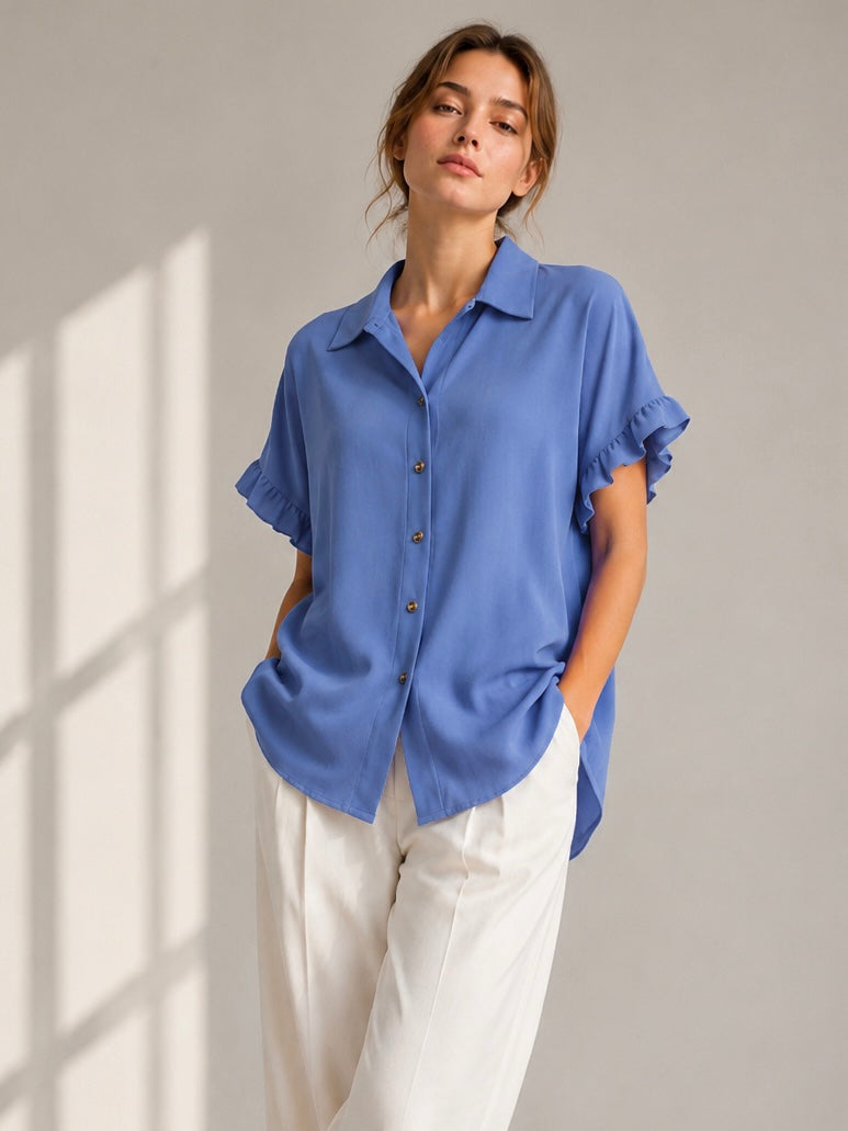 A208 - Blusa Manga Corta con Vuelo