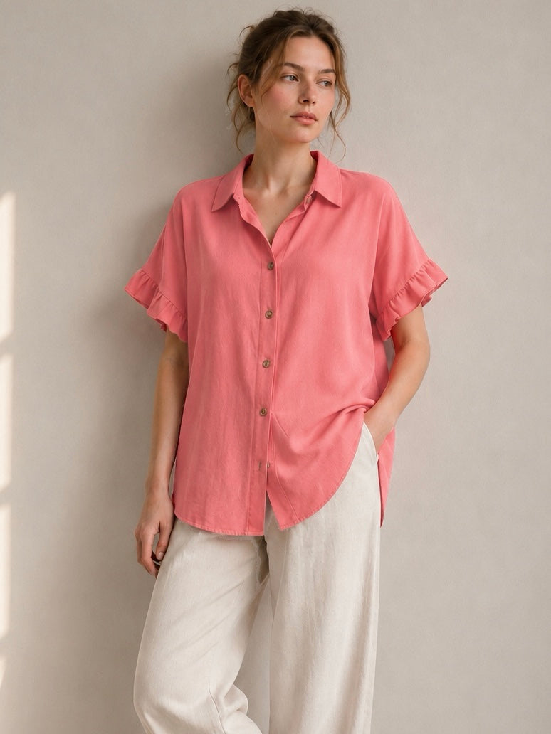 A208 - Blusa Manga Corta con Vuelo