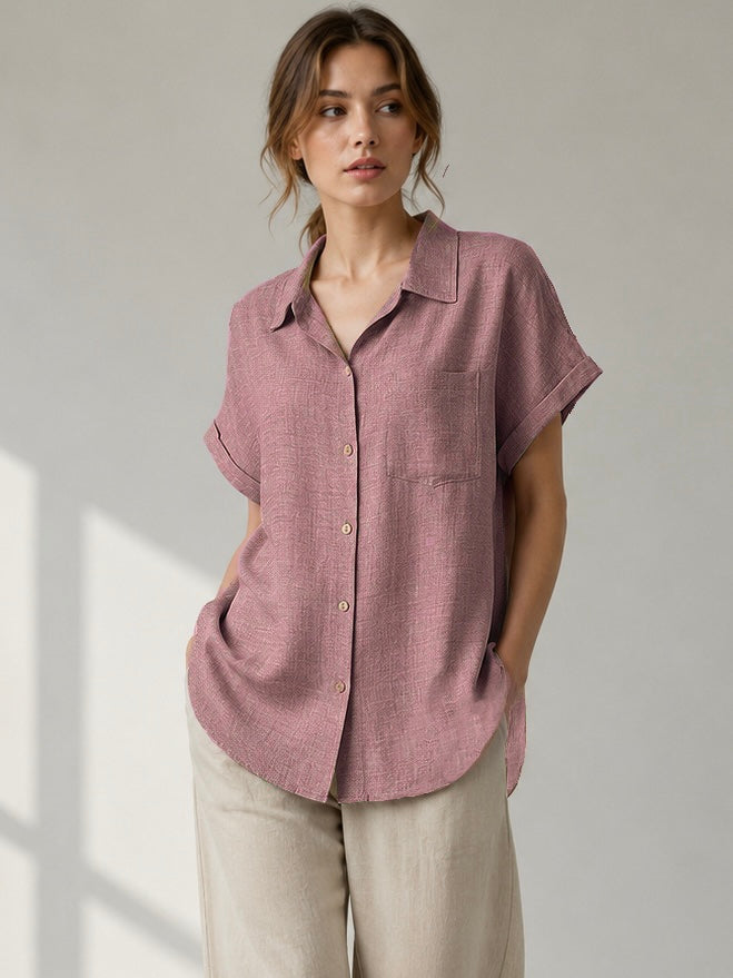 A99 - Blusa de Lino Manga Corta