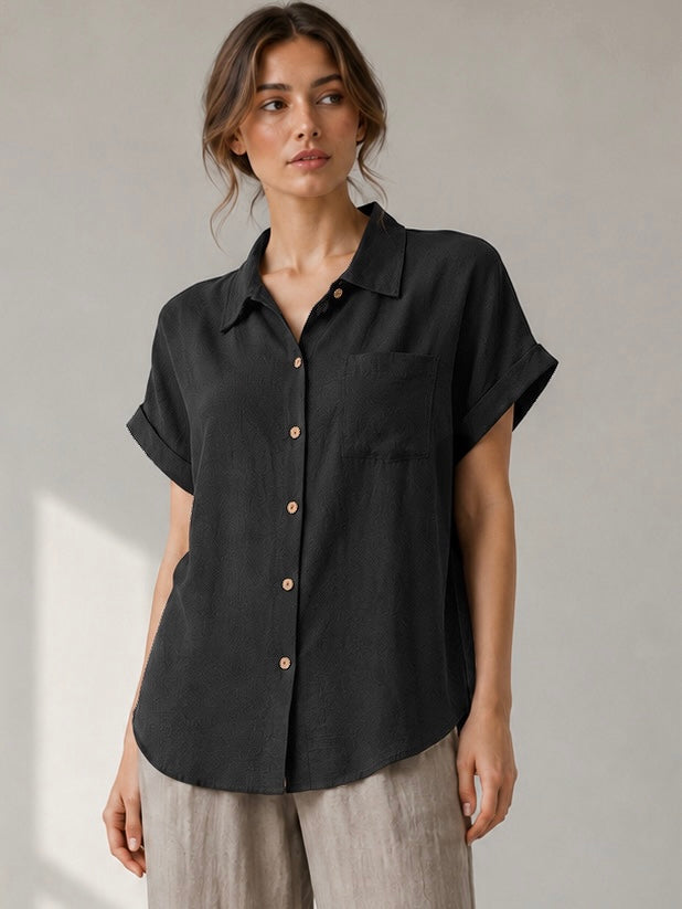 A99 - Blusa de Lino Manga Corta