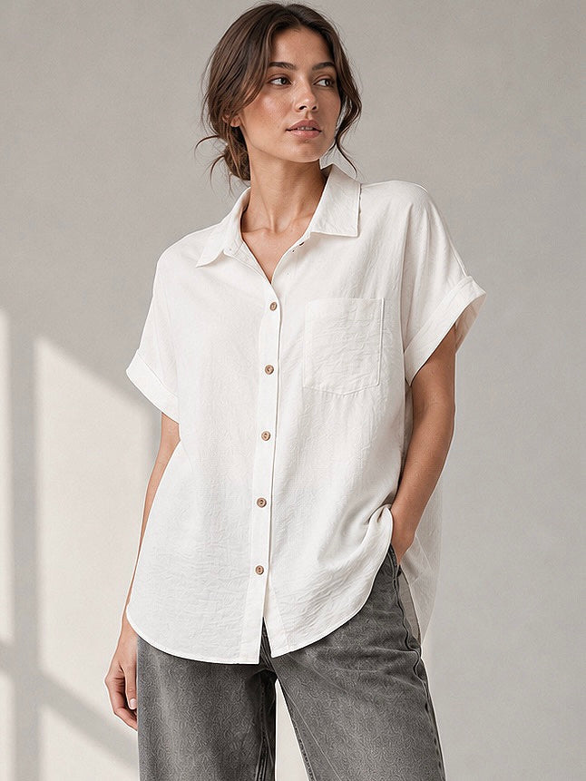 A99 - Blusa de Lino Manga Corta