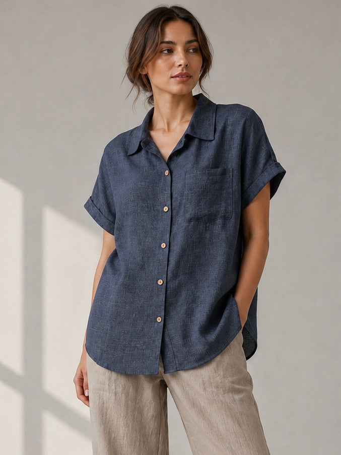 A99 - Blusa de Lino Manga Corta
