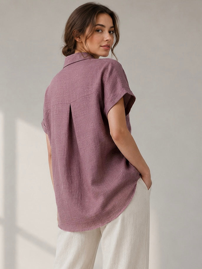A99 - Blusa de Lino Manga Corta