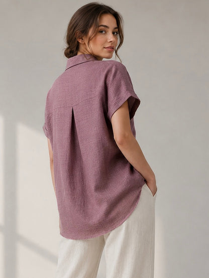 A99 - Blusa de Lino Manga Corta