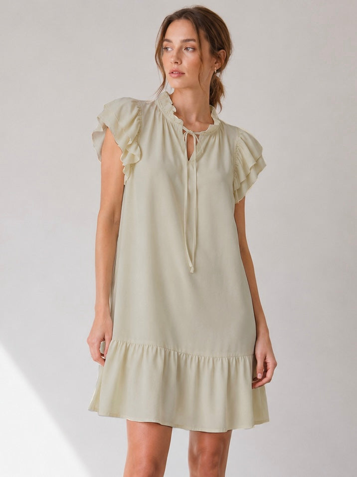 A334- Vestido corto con vuelos