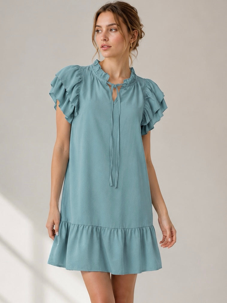 A334- Vestido corto con vuelos