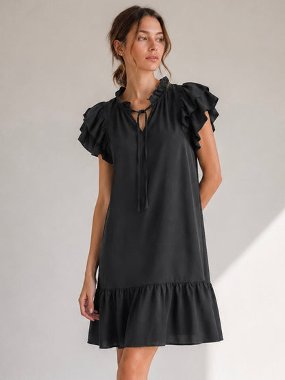 A334- Vestido corto con vuelos