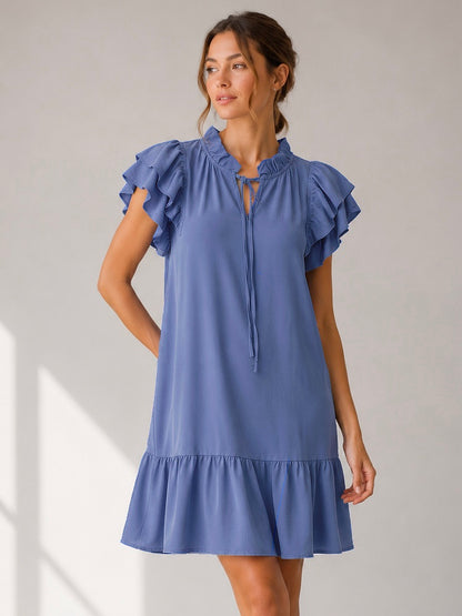 A334- Vestido corto con vuelos