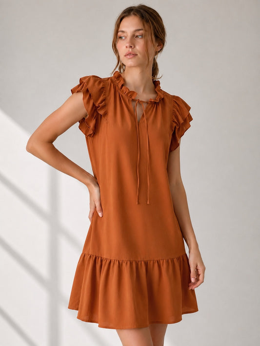 A334- Vestido corto con vuelos