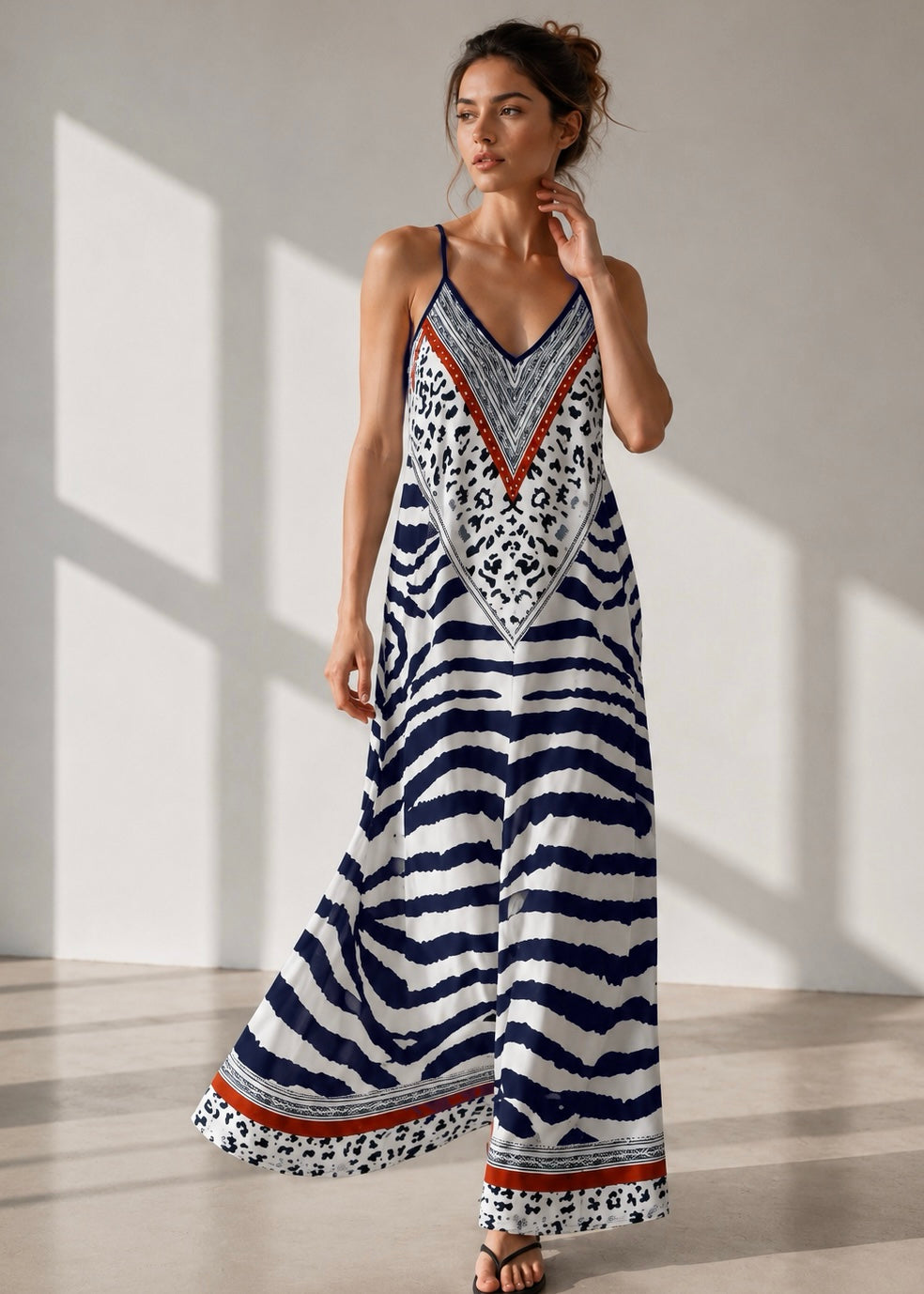 A396- Vestido Maxi Animal Print
