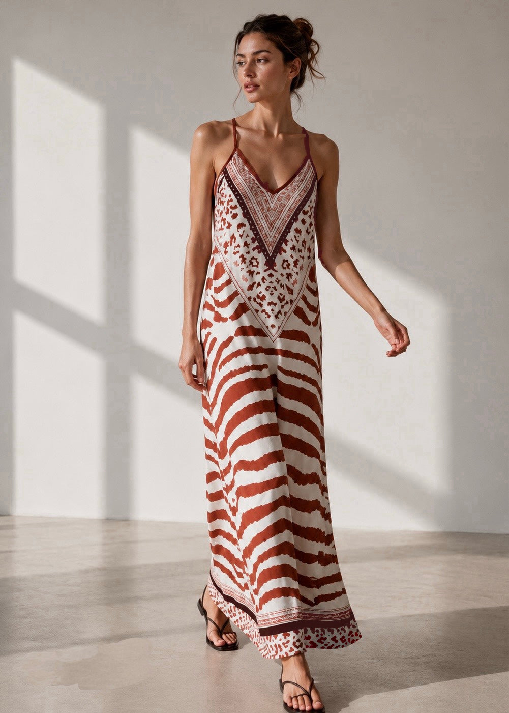 A396- Vestido Maxi Animal Print