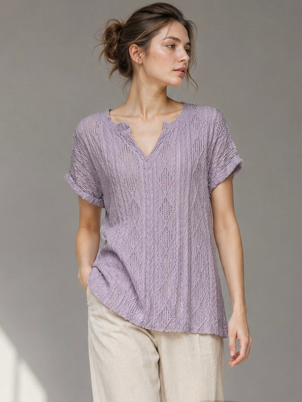 A253-  Polera Manga Corta Escote V