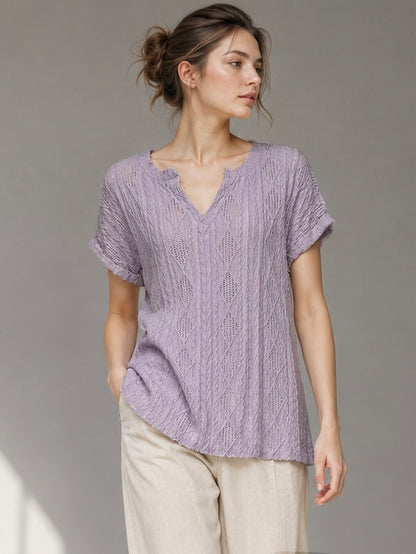 A253-  Polera Manga Corta Escote V