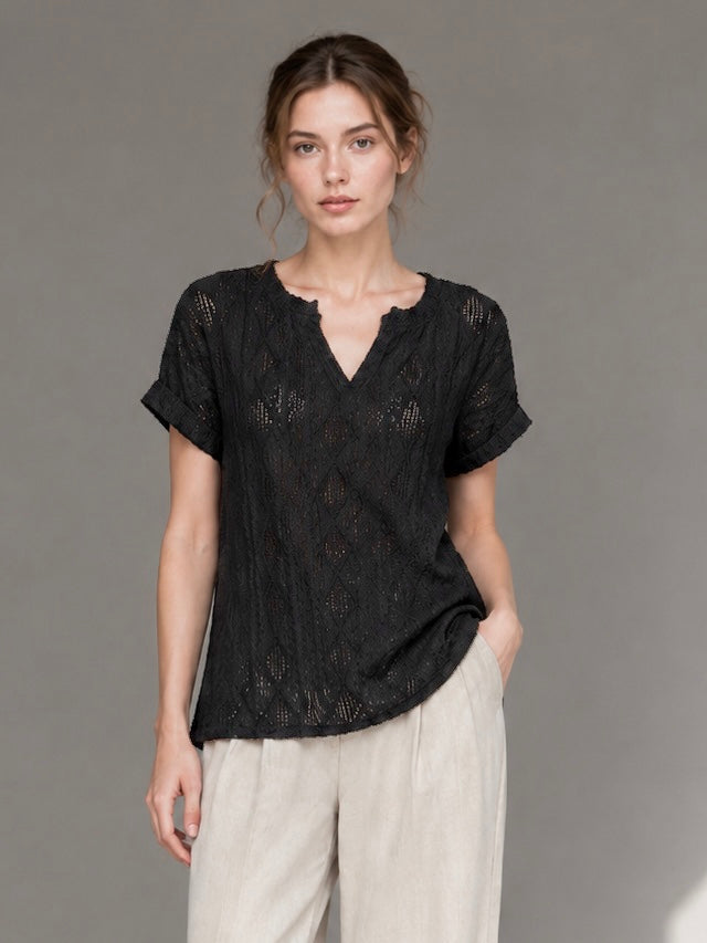 A253-  Polera Manga Corta Escote V