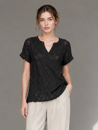 A253-  Polera Manga Corta Escote V