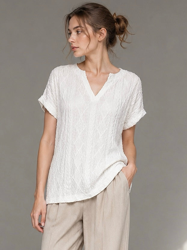 A253-  Polera Manga Corta Escote V
