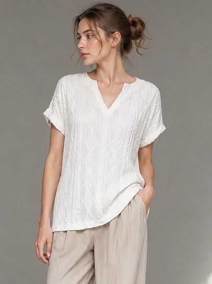 A253-  Polera Manga Corta Escote V
