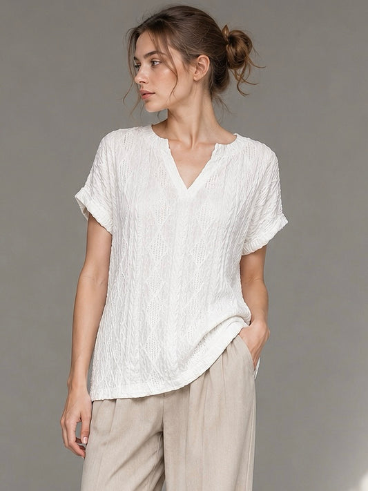 A253-  Polera Manga Corta Escote V